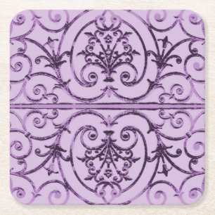 Dessous-de-verre Carré En Papier Motif de défilement Lilac