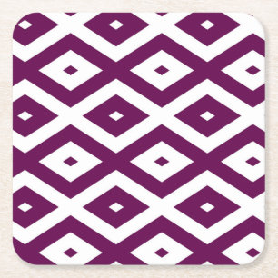 Dessous-de-verre Carré En Papier Motif de diamant blanc et violet de prune