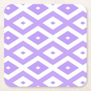 Dessous-de-verre Carré En Papier Motif de diamants violet et blanc