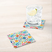 Dessous-de-verre Carré En Papier Motif de fleur d'art populaire 2 (En situation)