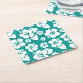 Dessous-de-verre Carré En Papier Motif de fleur hawaïen de ketmie (Incliné)