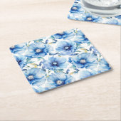Dessous-de-verre Carré En Papier Motif de fleurs Blue Poppies (Incliné)