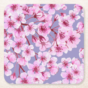 Dessous-de-verre Carré En Papier Motif de fleurs de cerisiers