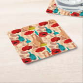 Dessous-de-verre Carré En Papier Motif de fleurs, de vases et de bouteilles (Incliné)