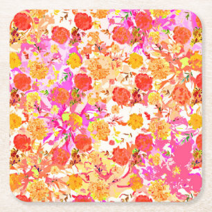 Dessous-de-verre Carré En Papier Motif de fleurs mignonnes pour filles