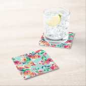 Dessous-de-verre Carré En Papier Motif de fleurs peint (En situation)