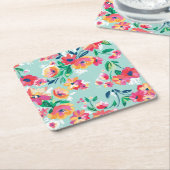 Dessous-de-verre Carré En Papier Motif de fleurs peint (Incliné)