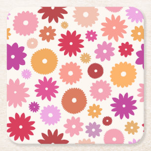 Dessous-de-verre Carré En Papier Motif de floraisons colorées