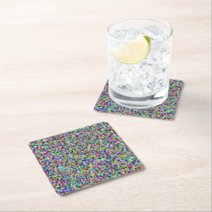 Dessous-de-verre Carré En Papier Motif de fond de carrés de pixels colorés
