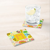 Dessous-de-verre Carré En Papier Motif de fruits moderne (En situation)