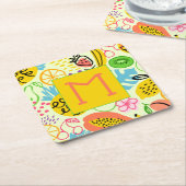 Dessous-de-verre Carré En Papier Motif de fruits moderne (Incliné)