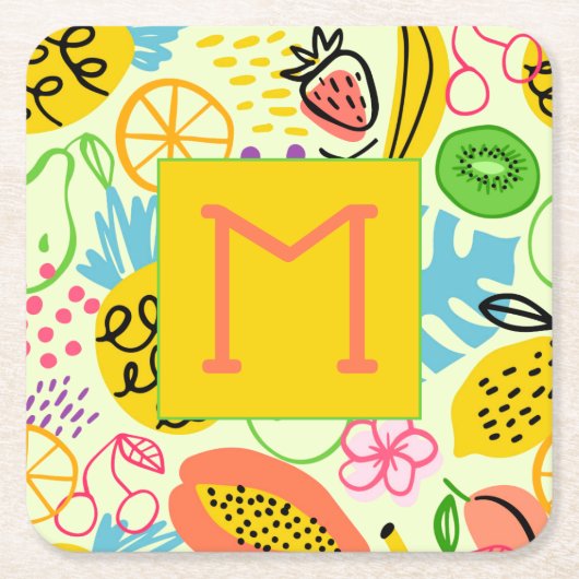 Dessous-de-verre Carré En Papier Motif de fruits moderne (Devant)