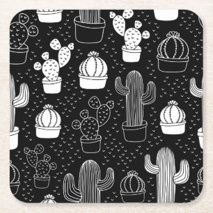 Dessous-de-verre Carré En Papier Motif de gribouillis noir et blanc