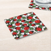 Dessous-de-verre Carré En Papier Motif de Ladybug Art nouveau (Incliné)