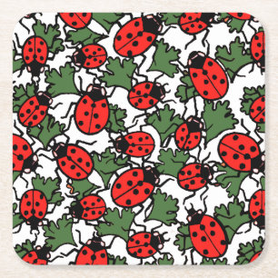 Dessous-de-verre Carré En Papier Motif de Ladybug Art nouveau