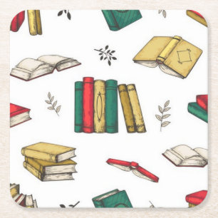 Dessous-de-verre Carré En Papier Motif de livre