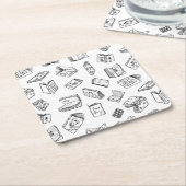 Dessous-de-verre Carré En Papier Motif de livre (Incliné)