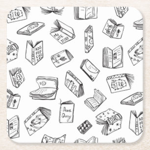 Dessous-de-verre Carré En Papier Motif de livre