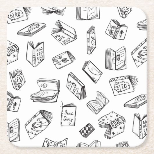 Dessous-de-verre Carré En Papier Motif de livre (Devant)