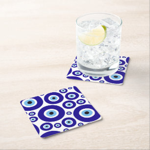 Dessous-de-verre Carré En Papier Motif de l'œil maléfique, Œil grec, Œil turc, Naza
