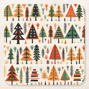 Dessous-de-verre Carré En Papier Motif de Noël d'art populaire scandinave