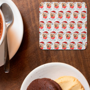Dessous-de-verre Carré En Papier Motif de Noël de Chien Chow Chow Mignon