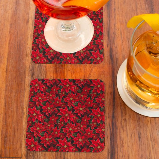 Dessous-de-verre Carré En Papier Motif de Noël des Fêtes Rouges