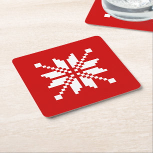 Dessous-de-verre Carré En Papier Motif de Noël des flocs de neige de Noël