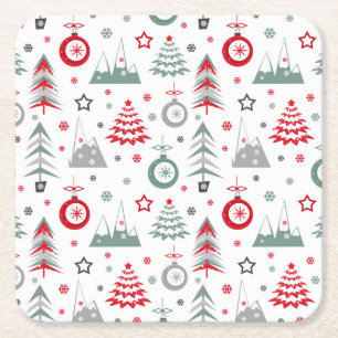 Dessous-de-verre Carré En Papier Motif de Noël d'hiver. Dessous de verre papier car