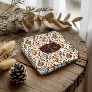 Dessous-de-verre Carré En Papier Motif de Noël Earth Tones #12 ID1009
