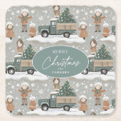 Dessous-de-verre Carré En Papier Motif de Noël Earth Tones #2 ID1009 (Devant)