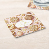 Dessous-de-verre Carré En Papier Motif de Noël rose or #12 ID1009 (Incliné)