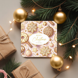 Dessous-de-verre Carré En Papier Motif de Noël rose or #12 ID1009
