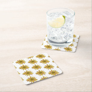 Dessous-de-verre Carré En Papier Motif de peinture Fleur Jaune marguerite