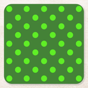 Dessous-de-verre Carré En Papier Motif de points noirs verts sur fond vert foncé
