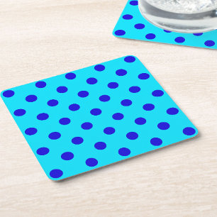 Dessous-de-verre Carré En Papier Motif de points polka cyan et bleu