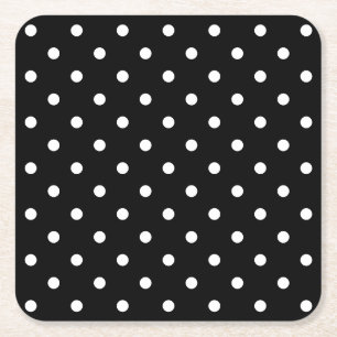 Dessous-de-verre Carré En Papier Motif de points Polka noir et blanc
