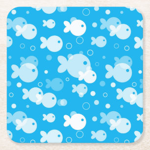 Dessous-de-verre Carré En Papier motif de poissons