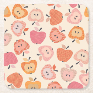 Dessous-de-verre Carré En Papier Motif de pomme rose et orange mignon