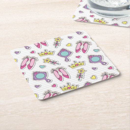 Dessous-de-verre Carré En Papier motif de princesse de papillon (Incliné)