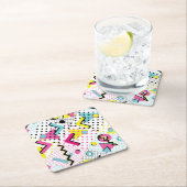 Dessous-de-verre Carré En Papier Motif de style postmoderne Memphis (En situation)