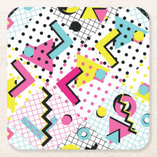 Dessous-de-verre Carré En Papier Motif de style postmoderne Memphis