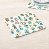 Dessous-de-verre Carré En Papier Motif de Succulents (Incliné)
