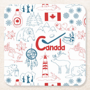 Dessous-de-verre Carré En Papier Motif de symboles du Canada  