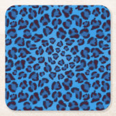 Dessous-de-verre Carré En Papier motif de texture de léopard bleu (Devant)