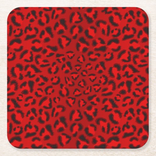Dessous-de-verre Carré En Papier motif de texture léopard rose. (Devant)