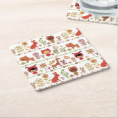 Dessous-de-verre Carré En Papier Motif d'enfant et d'animaux (Incliné)
