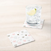 Dessous-de-verre Carré En Papier Motif des coeurs scandinaves (En situation)