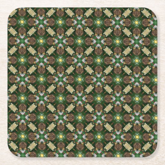 Dessous-de-verre Carré En Papier Motif des cônes de pin de Noël (Devant)