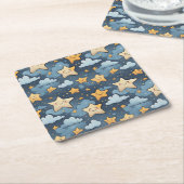 Dessous-de-verre Carré En Papier Motif d'étoiles (Incliné)